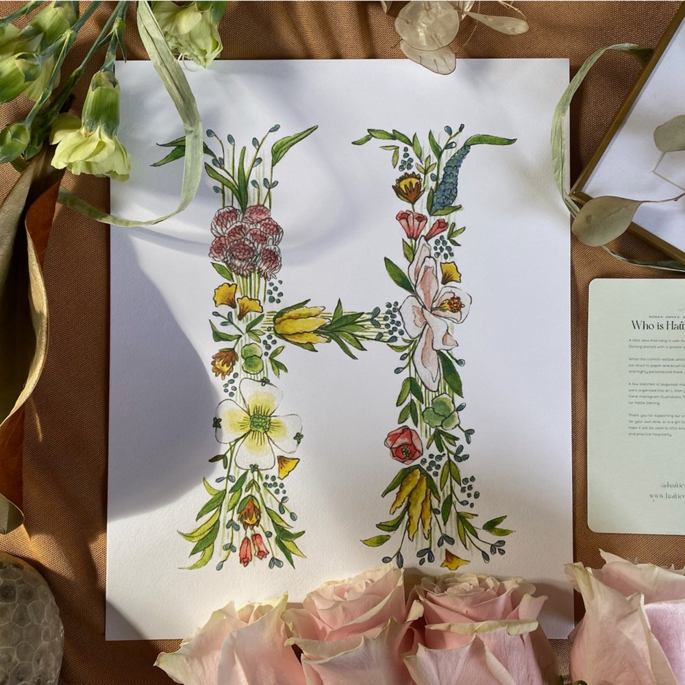 Hattie Darling - 8x10” Monogram Art Print - H